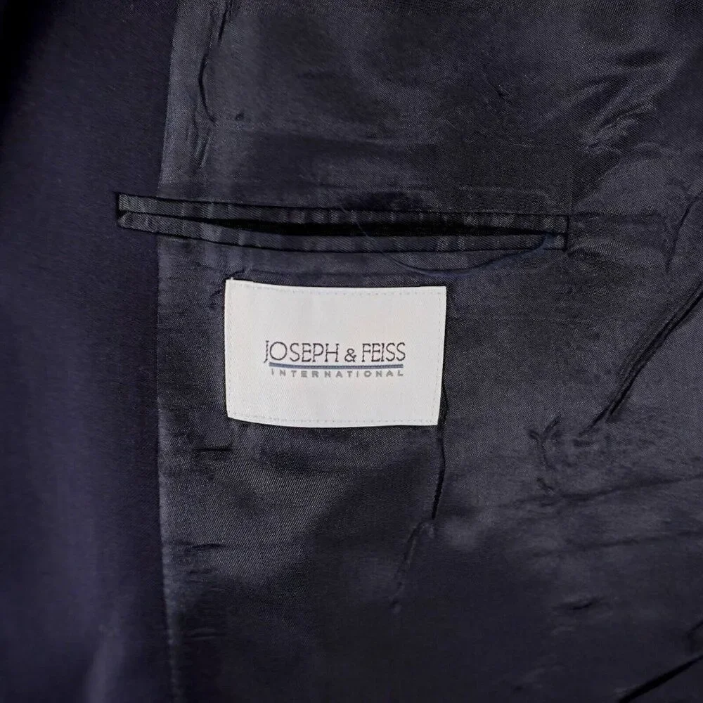 Jospeh & Feiss International Worsted Wool Blue 2 Gold Button Blazer 52R‎ Portly